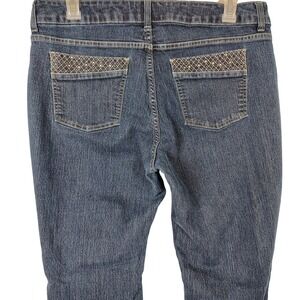 Reserve by Lee Womens Midrise Bootcut Jeans Dark Wash Rhinestone‎ Size 16M